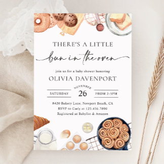 Bun i Oven Minimalist Bakery Baby Shower Inbjudningar