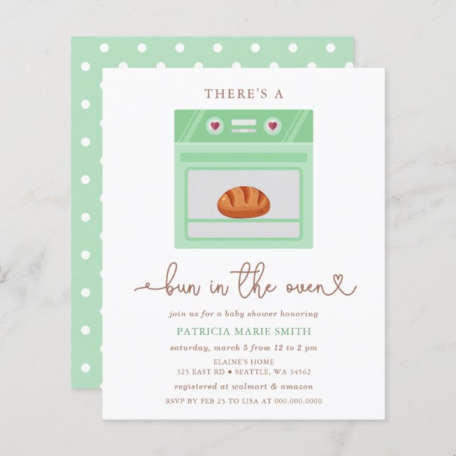 BUN i Oven Neutral Baby Shower (Fram/baksida)