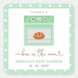 Bun i Oven Neutral Baby Shower Fyrkantigt Klistermärke