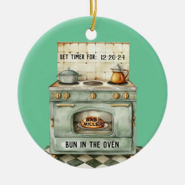 Bun i Oven Ornament-Personligen Julgransprydnad Keramik (Framsidan)