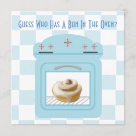 Bun i Oven Pojke Blue Baby Shower Inbjudningar