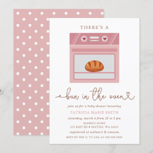 Bun i Oven Rosa Flicka Baby Shower Inbjudningar