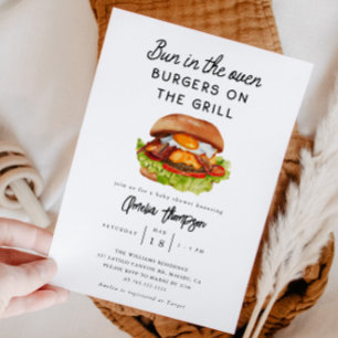 Bun i ugnen Burger Baby Shower Inbjudningar