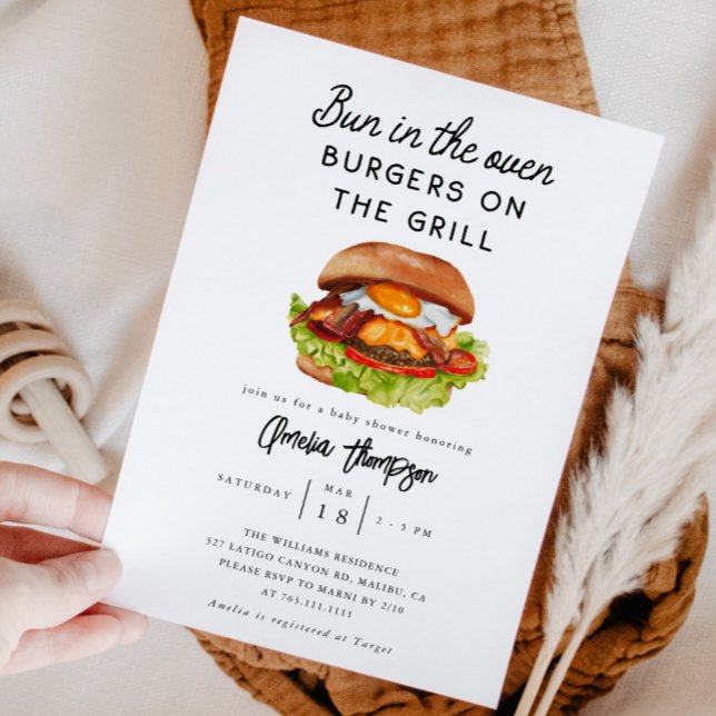 Bun i ugnen Burger Baby Shower Inbjudningar (Skapare uppladdad)