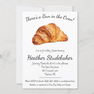Bun i ugnen, Croissant Baby Shower Inbjudningar