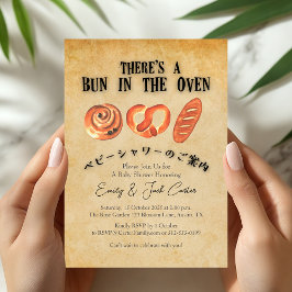 Bun i Vintagen Kraft Bakery för Oven Baby Shower Inbjudningar