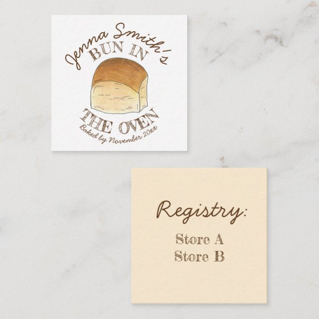 Bun in i dagsknappen för roll-babykläder på ugnen. tilläggskort (Fram/baksida)