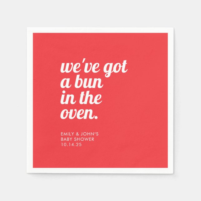 Bun in i den gamla moderna, minimala röda babyskab pappersservett (Framsidan)