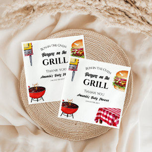 Bun in i Oven BBQ Burger på Grill Baby Shower Pappersservett