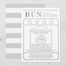 Bun in i Oven Grått Baby Shower med post