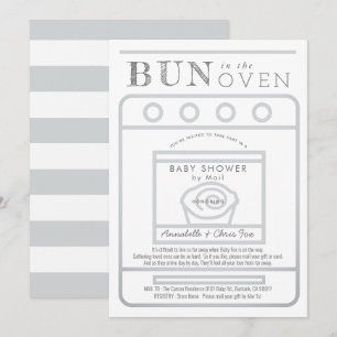 Bun in i Oven Grått Baby Shower med post Inbjudningar