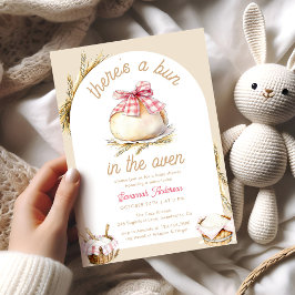 Bun in i Oven Rosa Gingham Bow Baby Shower Inbjudningar