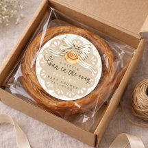 Bun in Oven Baby Shower Klistermärke Neutralt