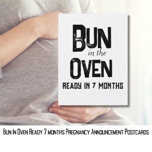 Bun in Oven Redo 7 månader Gravid Meddelande Vykort