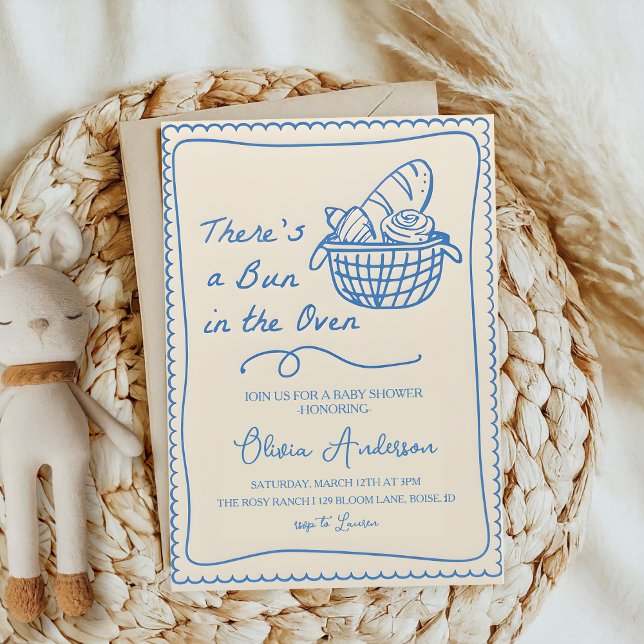 Bun in the Oven Baby Shower Hand Drawn Baking Inbjudningar (Skapare uppladdad)