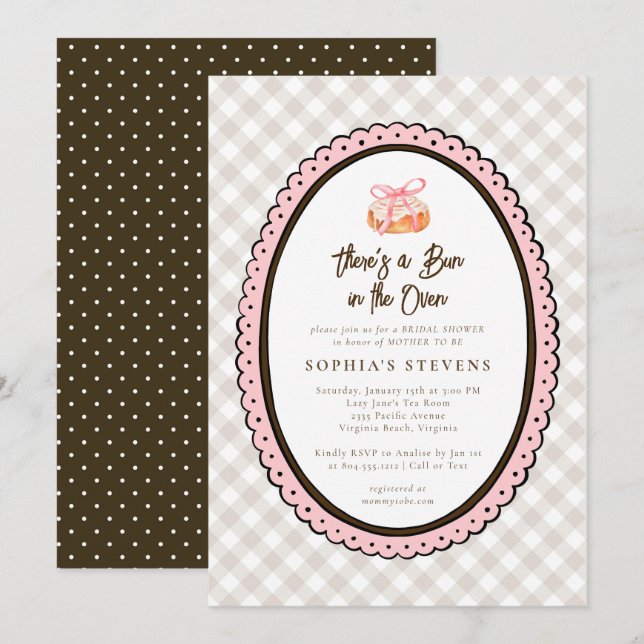 Bun in the Oven Baby Shower Invitation  Inbjudningar (Fram/baksida)