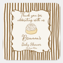 Bun in the oven baking baby shower favor fyrkantigt klistermärke