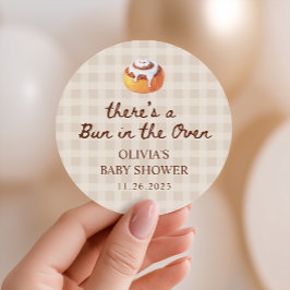 Bun in the Oven Gingham Bakery Baby Shower Favor Runt Klistermärke