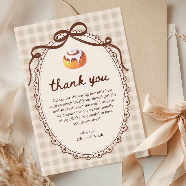 Bun in the Oven Gingham Bakery Baby Shower  Tack Kort (Skapare uppladdad)