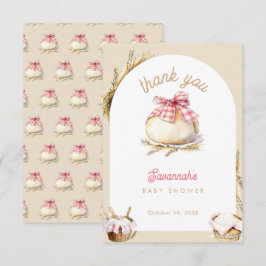 Bun In The Oven Pink Gingham Bow Baby Shower Tack Kort