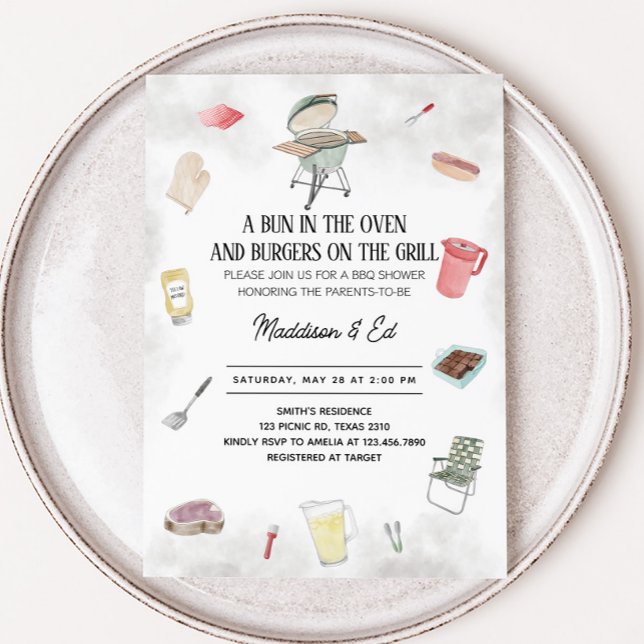 Bun och Burger Baby Shower Inbjudningar (Bund and Burgers Baby Shower Invitation)