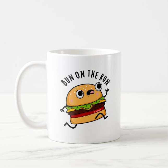 Bun på Springa-brinnande Burger Pun Kaffemugg (Vänster)