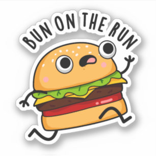 Bun på Springa-brinnande Burger Pun Klistermärken