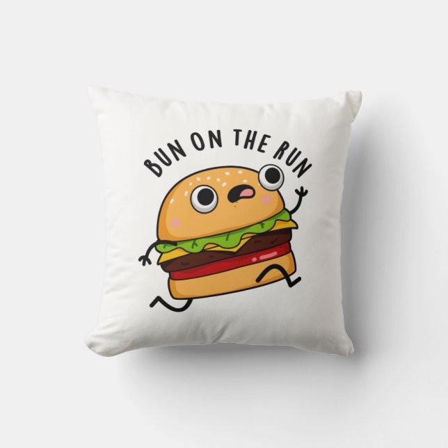 Bun på Springa-brinnande Burger Pun Kudde (Framsida)