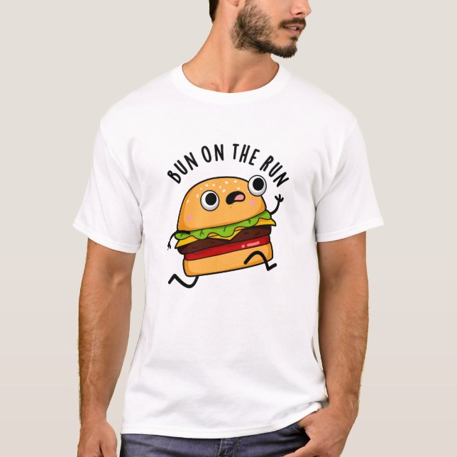 Bun på Springa-brinnande Burger Pun T Shirt (Framsida)