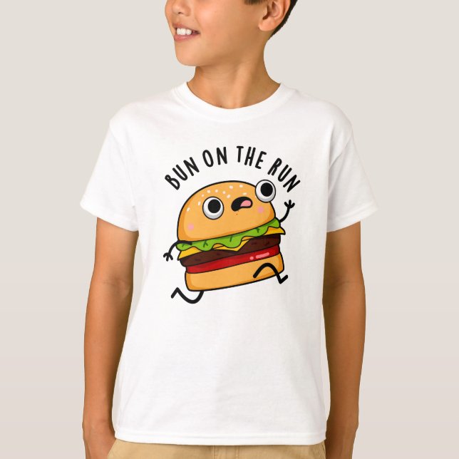 Bun på Springa-brinnande Burger Pun T Shirt (Framsida)