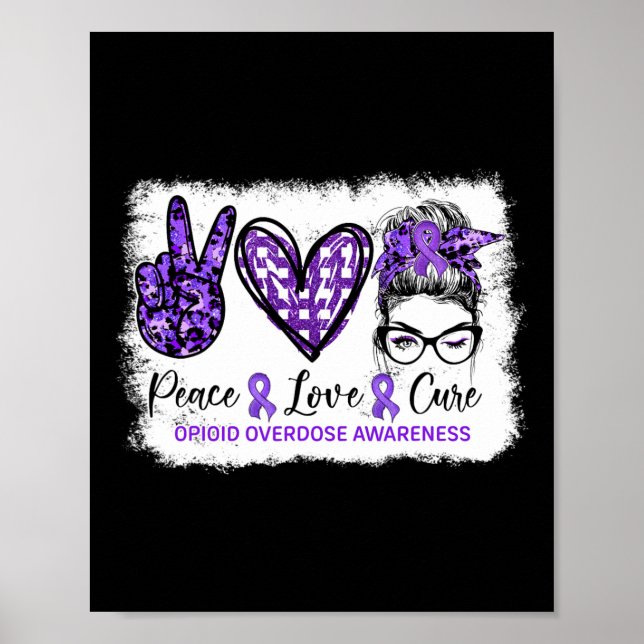 Bun Peace Kärlek Cure Lila Ribbon Opioid - överdos Poster (Framsidan)
