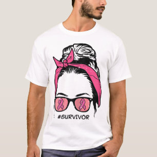 Bun Rosa Ribbon Survivor Breast Cancer Awareness W T Shirt