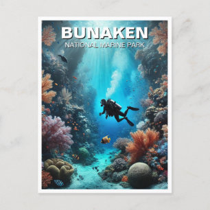 Bunaken Indonesia Scuba Diver Vykort