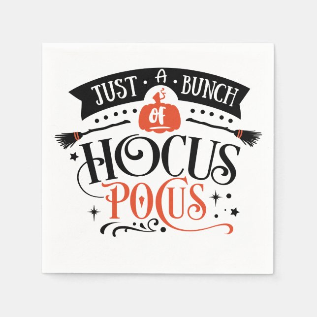 Bunch av Hocus Pocus Halloween Typography Napkins Pappersservett (Framsidan)