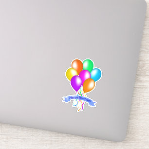 Bunch Colorful Bright Birthday Balloons Rosett ban Klistermärken