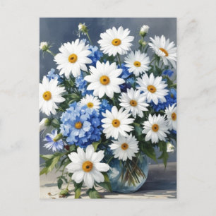 Bunch of Flowers Elegant Daisys Watercolor Vykort