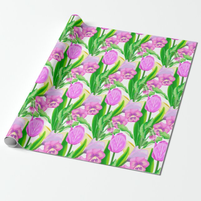 Bunch of Vår blommor Presentpapper (Utrullad)