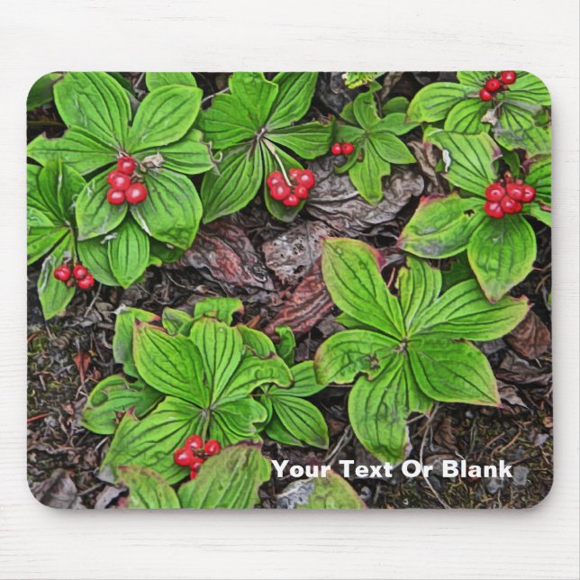 Bunchberry med berries musmatta (Framsidan)