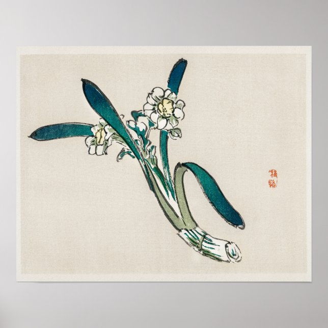 Bunchblomma Daffodil by Kōno Bairei (1844-1895) Poster (Framsidan)