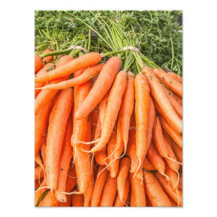 Buncher med ljusa Orange- och Grönt-morötter Fototryck