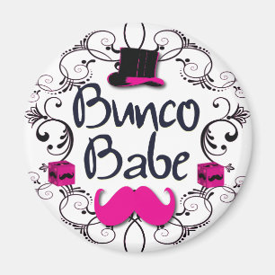 Bunco Babe med rosa top hat- och rosamustasch Magnet