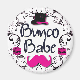 Bunco Babe med rosa top hat- och rosamustasch Magnet