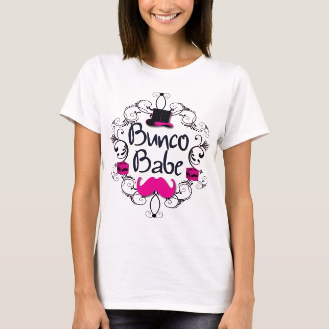 Bunco Babe med rosa top hat- och rosamustasch Tröja (Framsida)