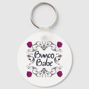 Bunco Babe med Swirls Button Nyckelring