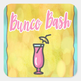 Bunco Bash Rosa Drink Fyrkantigt Klistermärke