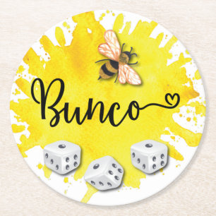 Bunco Bee Dice Underlägg Papper Rund