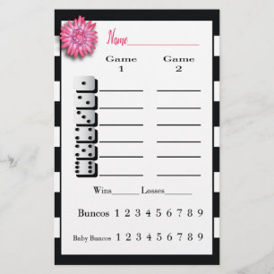 Bunco Black White Rosa Flower Score Lakan Flygblad