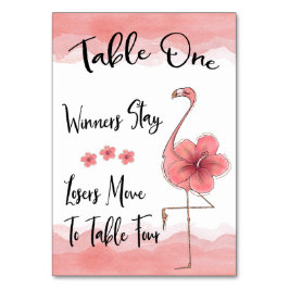Bunco Bord Card #1 Rosa Flamingo Roligt (1-4) Bordsnummer