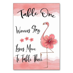 Bunco Bord Card #1 Rosa Flamingo Roligt Bordsnummer