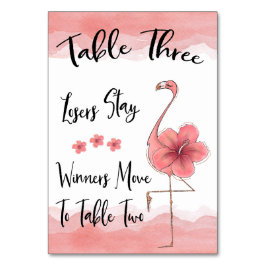 Bunco Bord Card #3 Rosa Flamingo Roligt Bordsnummer